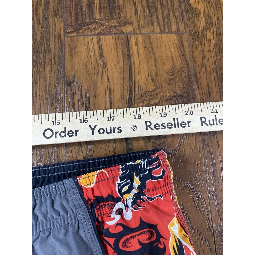 Ocean Pacific OP Mens Grey Red Dragon Print Swim Trunks Board Shorts Size L